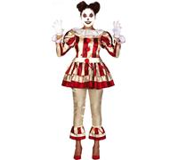Clown Costume d'Halloween Pour Adulte Clown Horreur Effrayant Mardi Gras Fête Sanglante Effrayant Spectacles d'Horreur Mascarade Cirque, Taille : 42 - 44 (L) Couleur : Beige