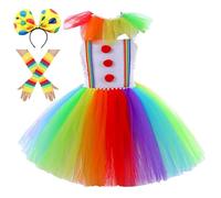 Clown Costume Tutu - Robe tutu multicolore, ensemble de jupes de fête drôle | Costume de cosplay avec gants bandeau de tête, tenue de carnaval pour Halloween Fancy Dress Up de 2