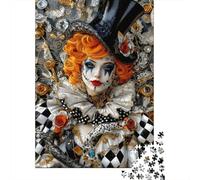 Clown de Cirque Puzzle pour Adultes Puzzle 1000 Pièces Costume Noir Blanc Détente Décoration Maison 38x26cm/1000pcs