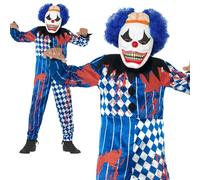 Clown Déguisement + Masque Halloween Garçon Effrayant Costume Enfants