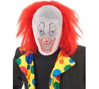 Clown d'horreur masque bas d'Halloween avec perruque blanc-rouge