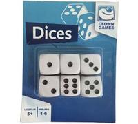Clown Games dés blanc / noir 6 pièces Wit G