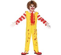 Clown Halloween Costume d'épouvante Enfants Design terrifiant Rouge Jaune Classe, Taille : 140/146 Couleur : Jaune