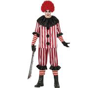 Clown Halloween Costume d'horreur Masque Unheimlich Rouge Noir Rayures Horror, Taille : 52 - 54 (L) Couleur : Noir