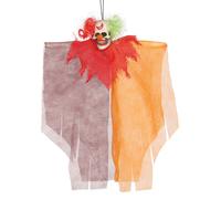 Clown Halloween Figure à suspendre Décoration Effrayant Horreur Masque squelette Fête hantée Bal costumé Maison hantée Choc Figure Événement Scène Accessoire, couleur : rouge