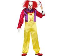 Clown Halloween Horreur Coloré Costume d'épouvante Effrayant Méchant Psychopathe, Taille : 52 - 54 (L) Couleur : Jaune
