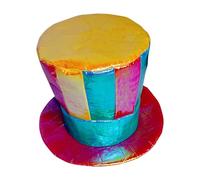 Clown -Hat - 10 Inch Top Hat | Golden Stoff Party Cap - Rainbow Striped Plush Barrel Cap for Magicien Circus Performance | Fun Festival Parade -Costume Accessoire Adulte