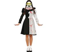 Clown Horreur Halloween Costume Effrayant Fun Rouge Noir Blanc Cirque Figure Effrayant Artiste Grand Col Effrayant Fête Nuit Mardi Gras Evénements, Taille : 42 - 44 (L) Couleur : Blanc / Noir