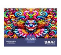 Clown Tourbillon Couleur 1000 Pièces Pack Puzzle Ambiance psychédélique de Carnaval Puzzle Classique Carton Premium - Anti-Stress Déco Murale, Cadeau Femmes Hommes Seniors Passionnés 52x38cm/1000pcs