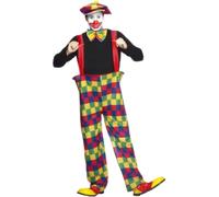 Clown Woman Costume Multicolored with Pants Hat and Bow Tie