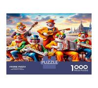 Clowns Groupe Jouant 1000 Pièces Puzzle Premium Joie Festive du Cirque Puzzle Classique Voitureton Épais - Ultra Dur, Anti-Stress Détente, Idéal pour Les Loisirs Indoor Amusants 38x26cm/1000pcs