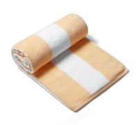 CLOWOOD Serviette de Plage surdimensionnée en Peluche - Coton 101,6 x 183 cm Grande épaisse rayée Orange Serviette de Piscine Cabana Piscine