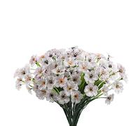 CLoxks Lot de 12 bouquets de fleurs artificielles d'extérieur résistantes aux UV - Ne se décolorent pas - Pour intérieur et extérieur, jardin, porche, fenêtre, décoration - Blanc