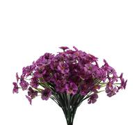 CLoxks Lot de 12 fleurs artificielles violettes pour extérieur, résistantes aux UV, ne se décolorent pas, arrangement de plantes artificielles pour intérieur et extérieur, jardin, porche, fenêtre