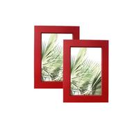 CLoxks Lot de 2 cadres photo de 12,7 x 17,8 cm - Style rustique rétro avec coussin amovible - Pour affichage sur table et montage mural - Rouge