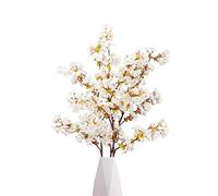 CLoxks Lot de 3 branches de cerisier artificielles de 100 cm - Branches de cerisier artificielles en soie - Pour décoration de mariage et d'intérieur - Blanc