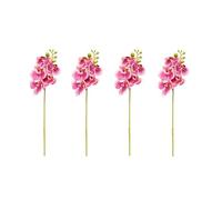 CLoxks Lot de 4 tiges d'orchidée artificielles phalaenopsis en latex au toucher réaliste de 45 cm avec 5 grandes fleurs pour vase, fête de mariage, décoration de maison, jardin, bord blanc violet