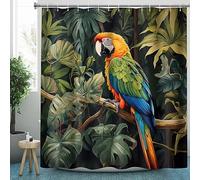 CLOXKS Rideau de Douche Perroquet Rideau Baignoire Plante Tropicale Rideau de Bain étanche avec Crochet 100x200cm