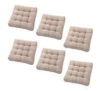 CLOXKS Set de 6 Galettes de Chaise,Coussin de Chaise en Lin,45x45 cm,Tissu de Lin Respirant,pour Bureau,Salle à Manger,Maison
