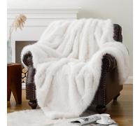 CLOYAO Grande Plaid Fourrure Blanc - 152 x 202 cm,Couverture Confortable en Fausse Fourrure,Couverture épaisse et Moelleuse à Cheveux Longs pour Lit,canapé,Salon,décoration d'intérieur