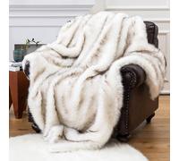 CLOYAO Plaid Couverture Fausse Fourrure,Plaid Canapé,Couverture de Chevet,Super Douce et Duveteux pour canapé,lit et Salon,Pied d'hiver Throw,150x200cm (Blanc)