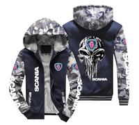 CLOZAM Veste à capuche pour homme - Pull à capuche pour homme - Avec logo imprimé Scania - Pull d'hiver chaud - Patchwork - Fermeture éclair intégrale - Veste polaire longue - Cadeau pour adolescent