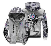 CLOZAM Veste à capuche pour homme - Pull à capuche pour l'hiver - Motif Scania - Pull chaud - Patchwork - Fermeture éclair intégrale - Veste polaire longue - Cadeau pour adolescent- E|5XL
