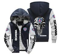 CLOZAM Vestes à capuche pour hommes - Pull à capuche pour homme - Logo imprimé Scania - Pull d'hiver chaud - Patchwork - Fermeture éclair intégrale - Veste polaire longue - Cadeau pour adolescent - D