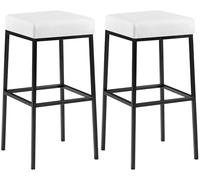 CLP Lot de 2 tabourets de bar Montréal 80 en similicuir , Noir/Blanc Blanc