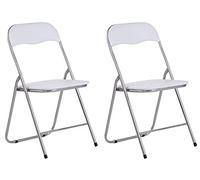 CLP 2 x Chaise De Cuisine Pliable Felix I Chaise Visiteur Pliable avec Pieds en Métal I Chaise Salle De Conférrence Confortable Et Pratique, Couleur:Blanc/Argent