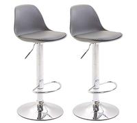 Lot de 2 tabourets de bar Kiel similicuir et coque en plastique - CLP - Réglable en hauteur - Gris-Chrome