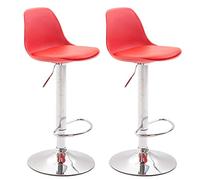 CLP 2X Tabouret De Bar Design Kiel Assise Similicuir I Chaise De Bar avec Dossier Plastique Repose-Pied I Tabouret Ergonomique Hauteur Réglable, Couleur:Rouge, Couleur du Cadre:Chrome