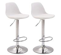 CLP Tabourets de bar Kiel – Lot de 2 – Similicuir, coque plastique, chrome/blanc