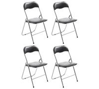 CLP 4 x Chaise De Cuisine Pliable Felix I Chaise Visiteur Pliable avec Pieds en Métal I Chaise Salle De Conférrence Confortable Et Pratique, Couleur:Noir/Argent
