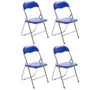 CLP 4 x Chaise De Cuisine Pliable Felix I Visiteur avec Pieds en Métal I Salle De Conférrence Confortable Et Pratique, Couleur:Bleu/Argent