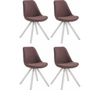 CLP 4 x Chaise visiteur Toulouse Tissu Square avec assise rembourrée et pieds carrés en bois,taupe naturel