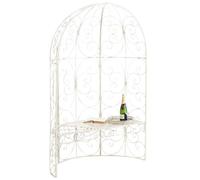 CLP Banc De Jardin Rosie Demi-Cercle I Banquette 2 Places avec Arche A Rosiers en Métal Stable I Demi-Gloriette pour Plantes Grimpantes, Couleur:crème Antique