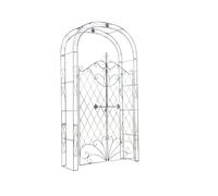 CLP Arche à rosiers en Fer Melissa avec Porte (Hauteur 150 cm); Hauteur Totale 220 cm, Couleur:Bronze