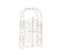 CLP Arche à rosiers en Fer Melissa avec Porte (Hauteur 150 cm); Hauteur Totale 220 cm, Couleur:Marron Antique