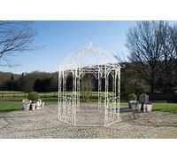 CLP Arche de Jardin avec Pavillon LEILA Rond Ø 229 cm, Arche de Jardin en Métal. Arche à Rosiers en Fer avec un beau design, Hauteur: 313 cm, Arceau à Rosier, Pavillon de Jardin en fer forgé, 6 Couleurs au Choix crème antique
