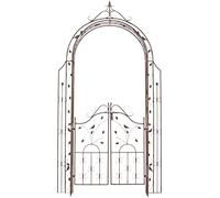 CLP Arche de Jardin avec Portillon Grenada - Support pour Plantes Grimpantes Arcades à Rosiers en Fer Forgé Robuste avec Porte - Couleur :, Couleur:Marron Antique
