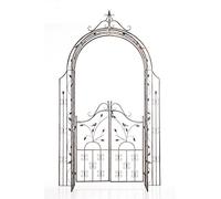 CLP Arche de Jardin avec Portillon Grenada - Support pour Plantes Grimpantes Arcades à Rosiers en Fer Forgé Robuste avec Porte - Couleur :, Couleur:Bronze