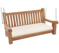 CLP Banc à Bascule résistant aux intempéries Joyce, Coussin Inclus, Robuste Teck Massif, accoudoirs et chaînes, pour terrasse et Balcon, Couleur:crème, Taille:106x48x8 cm