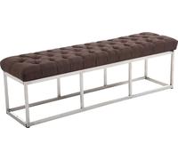CLP Banc Amun tissu avec structure en acier inoxydable,marron 150 cm