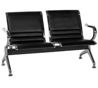 CLP Banc d'attente 2 Places Style aeroport Frankfurt, Banc d'entree avec Dossier, Coques ergonomiques Aspect Cuir, 150 kg par Siege | Couleur Noir