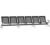 CLP Banc d'attente 6 Places Airport, Banc pour 6 Personnes, Chaises d'attente Robustes avec Structure métallique Aspect Chrome, Couleur:Noir