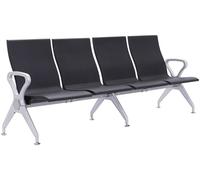 CLP Banc d'attente Style aéroport Ermin, Banc d'accueil avec Dossier, Coques ergonomiques, bancs avec Structure en alu Robuste, Couleur:Noir, Taille:4 Places