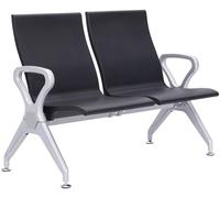 CLP Banc d'attente Style aéroport Ermin, Banc d'accueil avec Dossier, Coques ergonomiques, bancs avec Structure en alu Robuste Couleur:Noir;Taille:2 Places