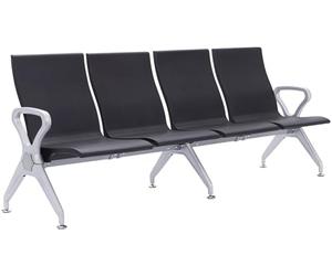 CLP Banc d'attente Style aéroport Ermin, Banc d'accueil avec Dossier, Coques ergonomiques, bancs avec Structure en alu Robuste | Couleur Noir Taille 4-Sitzer