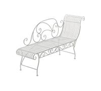 CLP Banc de Jardin en Fer Karma, Récamière Gauche, Style Maison de Campagne, 156 x 46 cm (jusqu'à 5 Couleurs au Choix), Blanc Antique